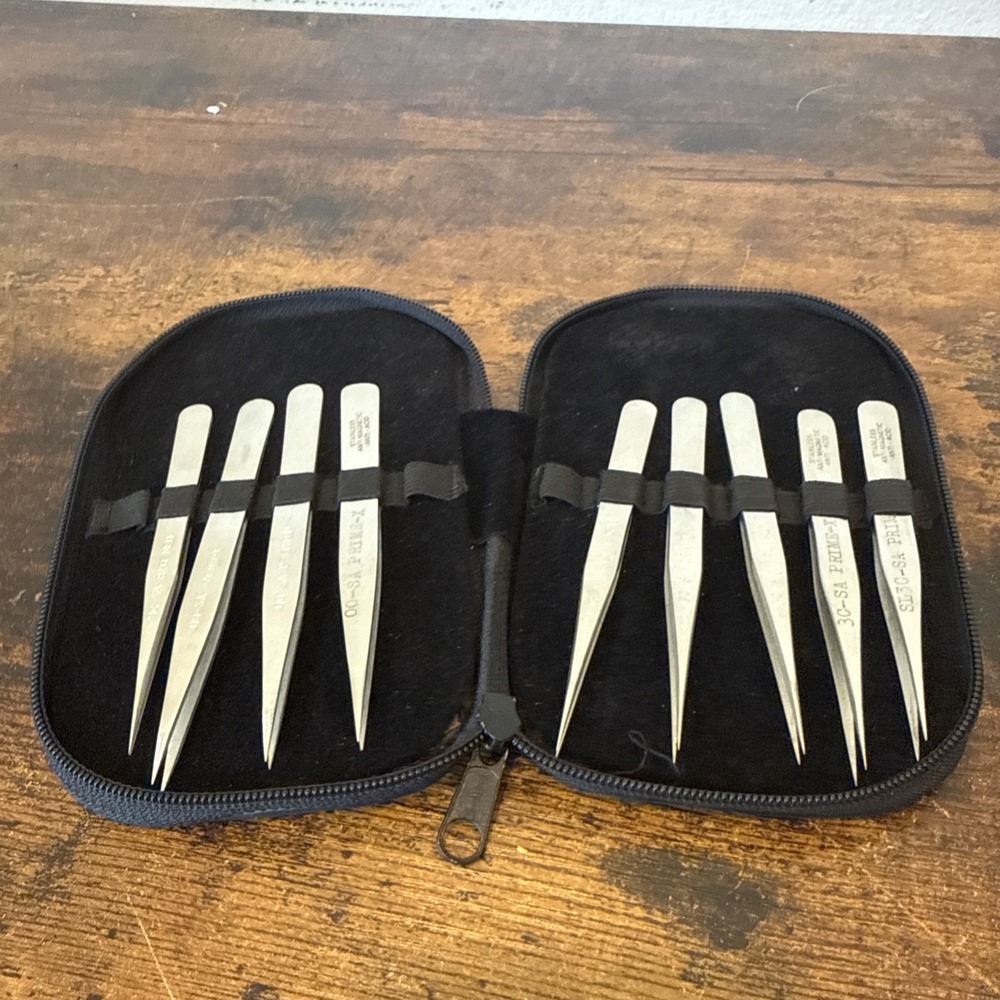 9pc SA Precision Tweezers Set 00SA 3C‑SA Fine Tip Anti‑Magnetic Lab Tools